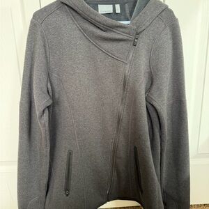 Athleta Women’s Heather Gray Asymmetrical Zip Hoodie size Large